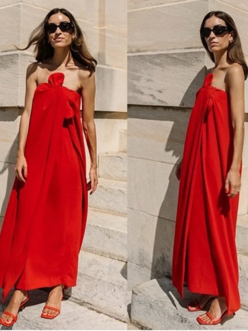 ANTONIO MELANI Strapless Red Bow-Detail Maxi Dress - Picture 2 of 9